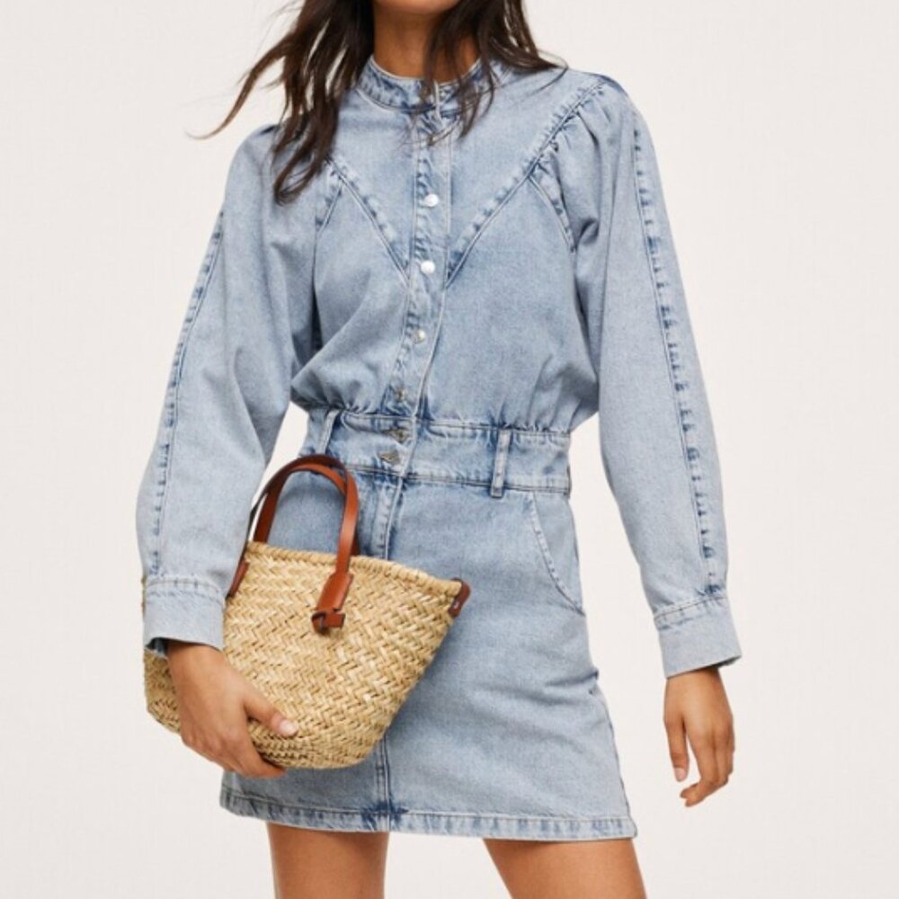 NWT Mango Light Wash Denim Mini Dress- size Small